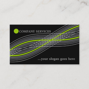 Green and grey crossed curved lines and circle business card
