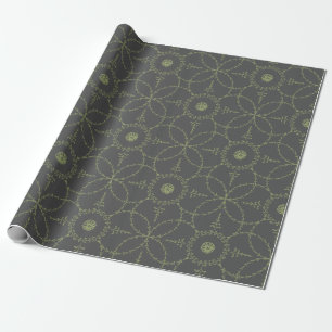 Green and grey elegant classic vintage pattern wrapping paper