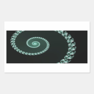 Green and Grey Fractal Spiral Rectangular Sticker