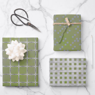 Green and Grey Geometric Wrapping Paper Sheets