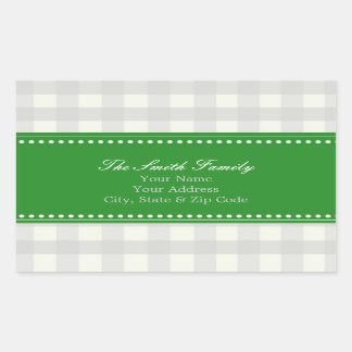 Green and Grey Gingham Address Stickers
