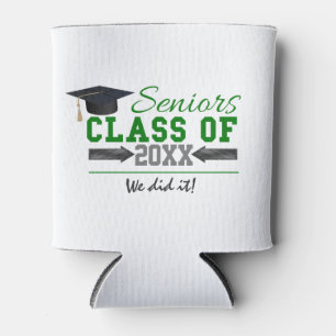 Green and Grey Graduation Gear Can Cooler