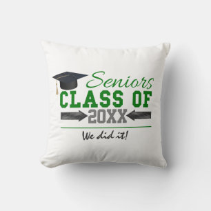 Green and Grey Graduation Gear Cushion