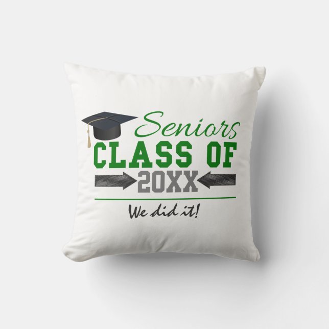 Green and  Grey Graduation Gear Cushion (Front)