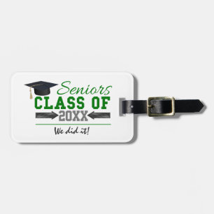 Green and Grey Graduation Gear Luggage Tag