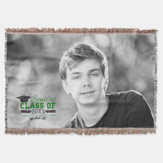 Green and Grey Graduation Gear Throw Blanket