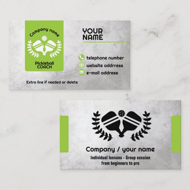 Green and grey pickleball  business card (Front/Back)