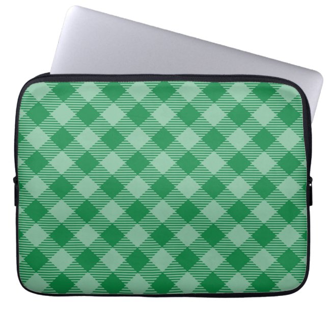 Green and Grey Plaid Seamless Pattern Laptop Sleeve (Front)