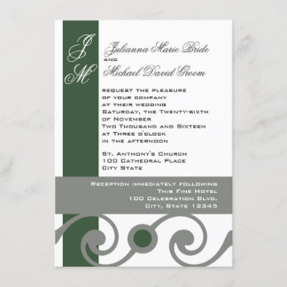Green and Grey Scroll Work Invitation