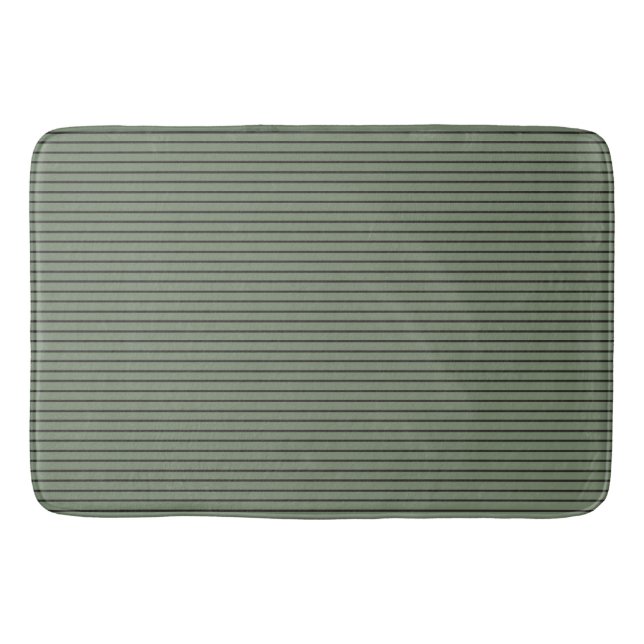 green and grey stripes   bath mat (Front)