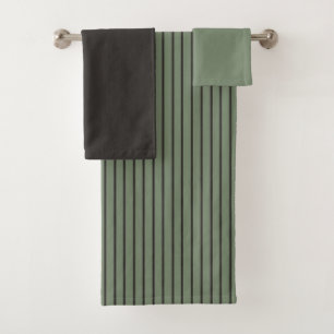 green and grey stripes bath towel set