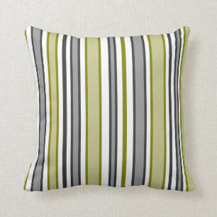 Green and Grey Stripes Cushion
