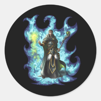 Green and Grey Wizard | Fantasy Character Classic Round Sticker