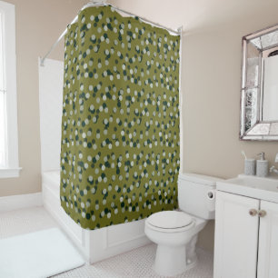 green and heather gray polka dots shower curtain