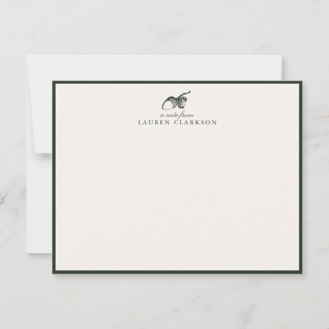 Green and Ivory Acorn Frame Note Card (Front)