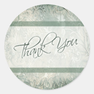 Green and Ivory Floral Thank You Sticker