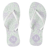 Green and Lavender Floral Damask Monogrammed