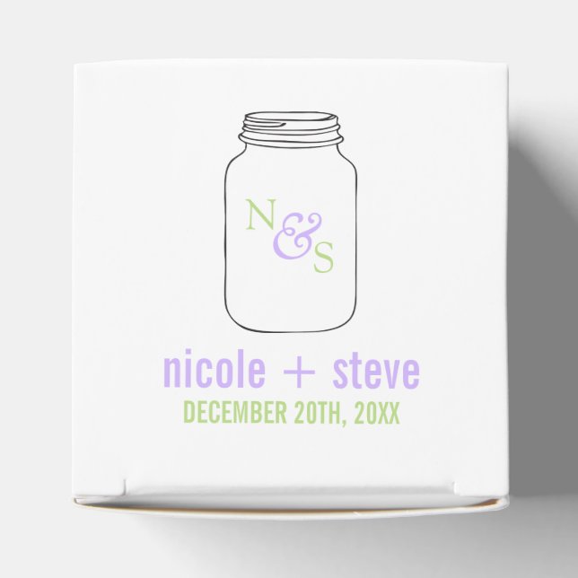 Green and Lavender Mason Jar Monogram Wedding Favour Box (Top)
