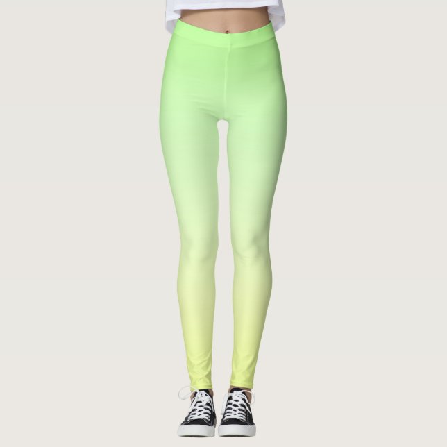 Green and Lemon Ombre Stylish Leggings (Front)