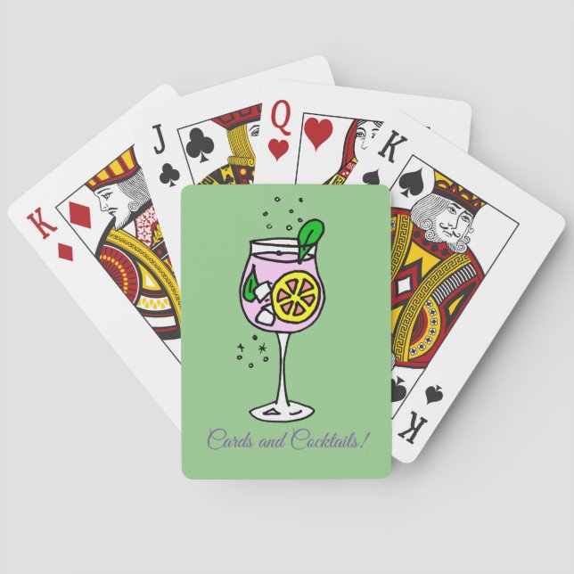 Green and Lilac Cocktail Time Playing Cards (Back)