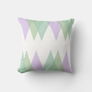 Green and lilac triangles cushion