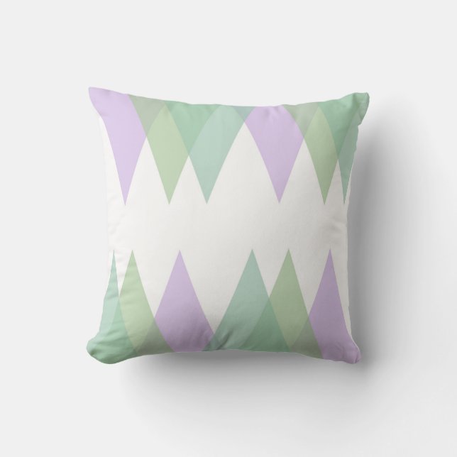 Green and lilac triangles cushion (Front)
