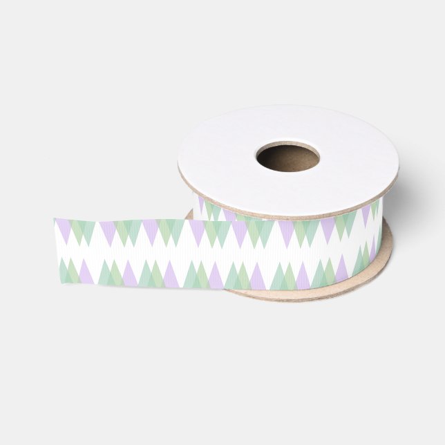 Green and lilac triangles grosgrain ribbon (Spool)