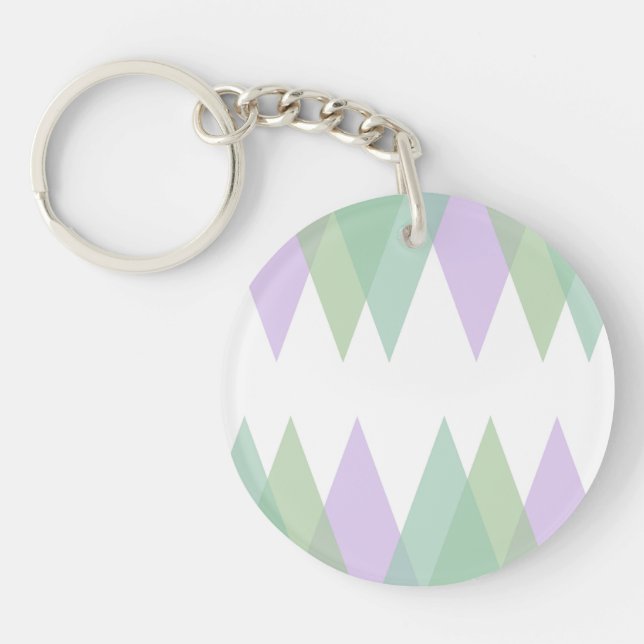 Green and lilac triangles key ring (Front)