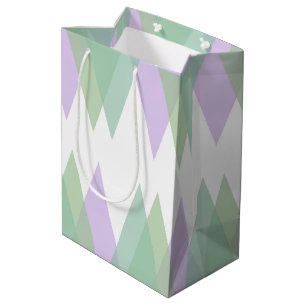Green and lilac triangles medium gift bag