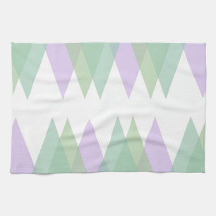 Green and lilac triangles tea towel
