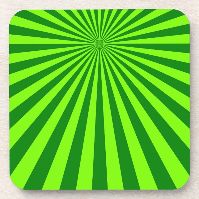 Green and Lime Funky Striped Abstract Art Coaster (Front)