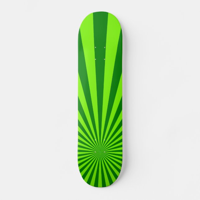 Green and Lime Funky Striped Abstract Art Skateboard (Front)