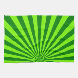 Green and Lime Funky Striped Abstract Art Tea Towel