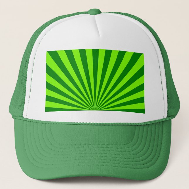 Green and Lime Funky Striped Abstract Art Trucker Hat (Front)