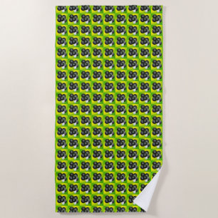 Green And lime Lawn Bowls Pattern, Beach Towel