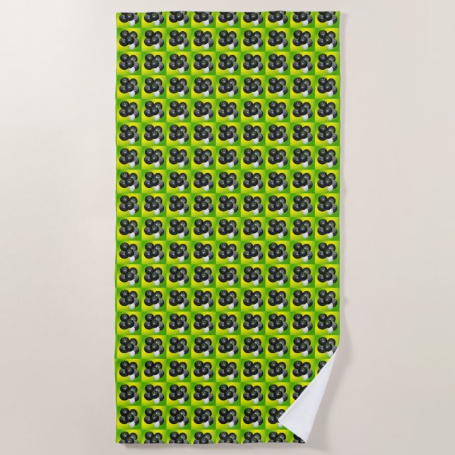 Green And lime Lawn Bowls Pattern, Beach Towel (Front)