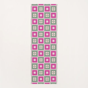 Green and Magenta Boxed Floral Yoga Mat