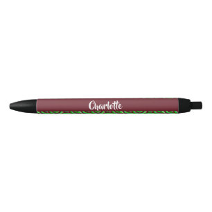 Green and maroon curve pattern black ink pen