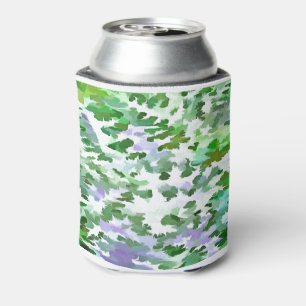Green and Mauve Camouflage Pattern Can Cooler