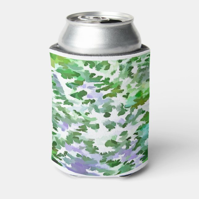 Green and Mauve Camouflage Pattern Can Cooler (Can Back)