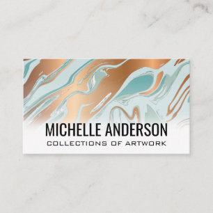 Green and Metallic Liquid Marble Business Card