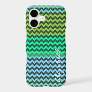 Green and Mint Chevron Stripes Monogram