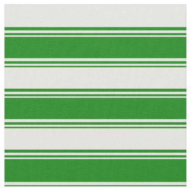 Green and Mint Cream Coloured Stripes Pattern Fabric (Close Up)