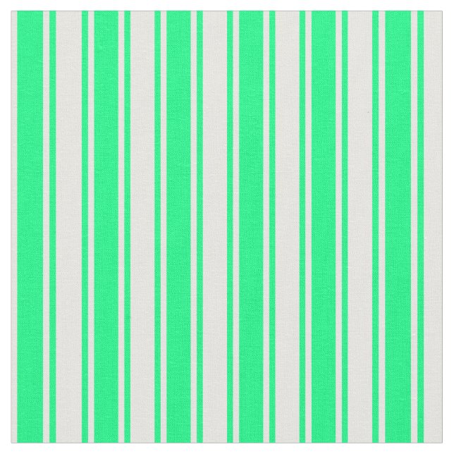Green and Mint Cream Stripes/Lines Pattern Fabric (Close Up)