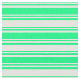Green and Mint Cream Stripes Pattern Fabric