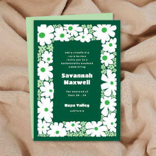 Green and Mint Groovy Blooms Boho Bachelorette Invitation