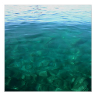 Green and Mint Ocean Ombre Abstract Art Poster