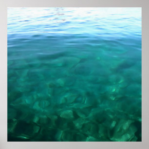 Green and Mint Ocean Ombre Abstract Art Poster