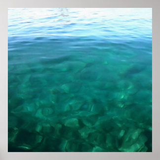 Green and Mint Ocean Ombre Abstract Art Poster
