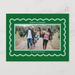 Green and Mint Simple Scallop Photo Frame Postcard